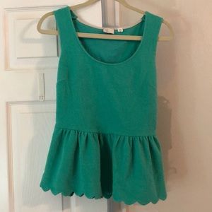 Anthropologie scallop green top medium